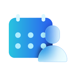 gradient blue calendar icon with person avatar