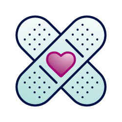 icon of criss-crossed bandages with heart in center