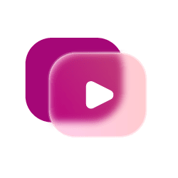 soft glass gradient play button over magenta screen