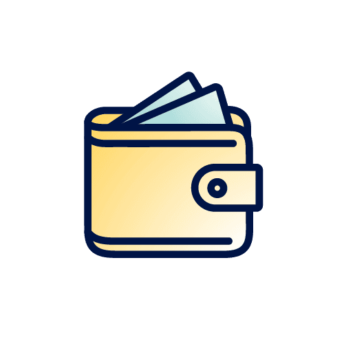 Wallet icon with money showing